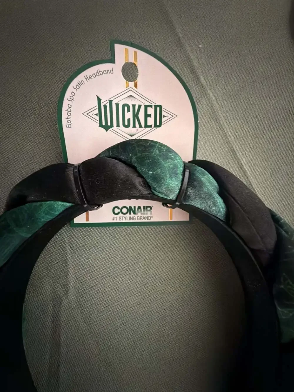 Conair Wicked Elphaba Spa Satin Twisted Braid Headband Black and Green
